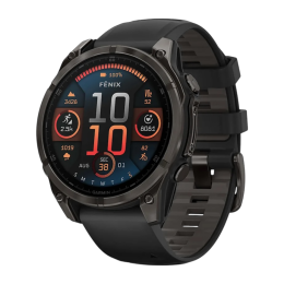 Умные часы Garmin fenix 8, 47 мм, AMOLED, титан с DLC, сапфир, силиконовый ремешок цвета чёрный/«серая галька»