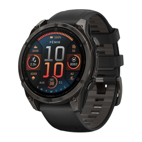 Умные часы Garmin fenix 8, 47 мм, AMOLED, титан с DLC, сапфир, силиконовый ремешок цвета чёрный/«серая галька»