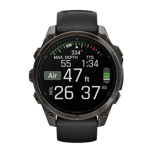 Умные часы Garmin fenix 8, 47 мм, AMOLED, титан с DLC, сапфир, силиконовый ремешок цвета чёрный/«серая галька» - изображение 1