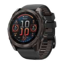 Умные часы Garmin fenix 8, 51 мм, AMOLED, титан с DLC, сапфир, силиконовый ремешок цвета чёрный/«серая галька»