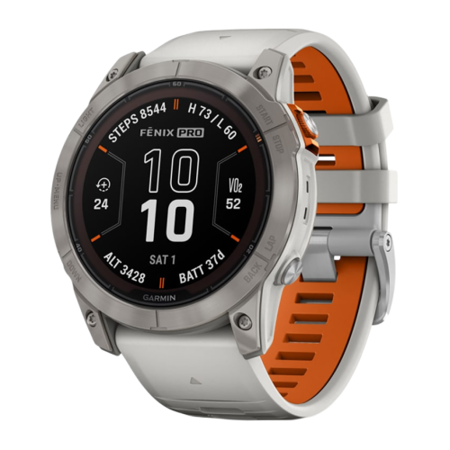 Умные часы Garmin fenix 7X Pro Sapphire Solar Edition, 51 мм, силиконовый ремешок цвета «серый туман»/«жжёный апельсин» - изображение 2