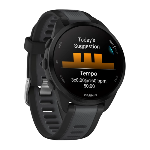 Умные часы Garmin Forerunner 165, силиконовый ремешок цвета чёрный/синевато-серый - изображение 3