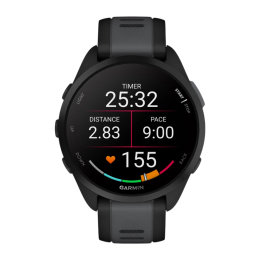 Умные часы Garmin Forerunner 165 Music, силиконовый ремешок цвета чёрный/синевато-серый