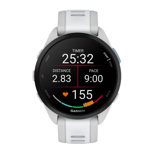 Умные часы Garmin Forerunner 165 Music, силиконовый ремешок цвета «туманный серый»/«Уайтстоун»
