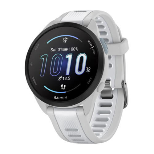 Умные часы Garmin Forerunner 165 Music, силиконовый ремешок цвета «туманный серый»/«Уайтстоун» - изображение 1