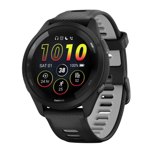 Умные часы Garmin Forerunner 265, 46 мм, силиконовый ремешок цвета чёрный/«серая пудра» - изображение 1