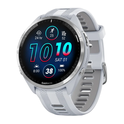 Умные часы Garmin Forerunner 965, силиконовый ремешок цвета «Уайтстоун»/«серая пудра» - изображение 1