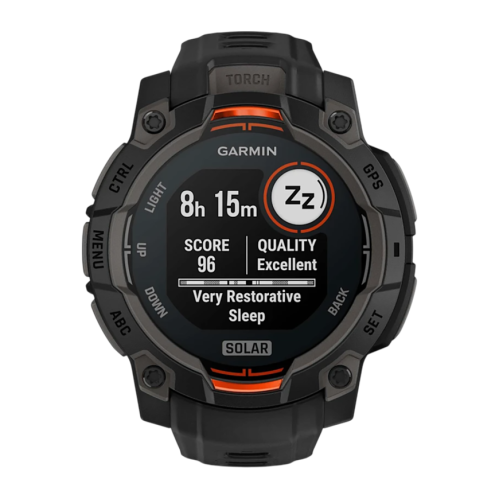 Умные часы Garmin Instinct 3, 45 мм, Solar, чёрный силиконовый ремешок