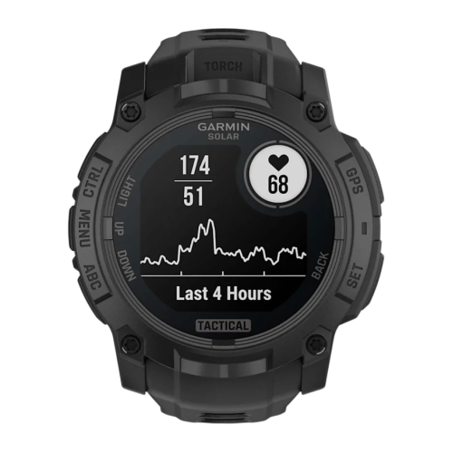 Умные часы Garmin Instinct 3, 50 мм, Solar, Tactical Edition, чёрный силиконовый ремешок