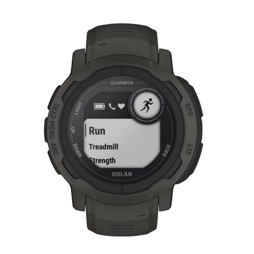 Умные часы Garmin Instinct 2 Solar, 45 мм, силиконовый ремешок графитового цвета