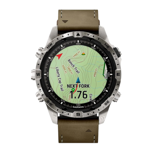 Умные часы Garmin MARQ Adventurer (Gen 2) Damascus Steel Edition, гибридный ремешок, чёрный силиконовый ремешок - изображение 3