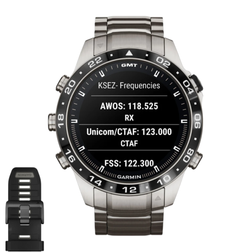 Умные часы Garmin MARQ Aviator (Gen 2), титановый блочный браслет, чёрный силиконовый ремешок