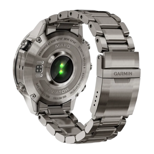 Умные часы Garmin MARQ Aviator (Gen 2), титановый блочный браслет, чёрный силиконовый ремешок - изображение 2
