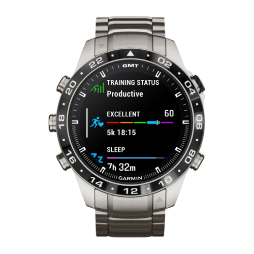 Умные часы Garmin MARQ Aviator (Gen 2), титановый блочный браслет, чёрный силиконовый ремешок - изображение 4