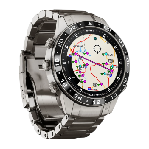 Умные часы Garmin MARQ Aviator (Gen 2), титановый блочный браслет, чёрный силиконовый ремешок - изображение 5