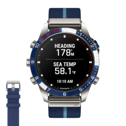 Умные часы Garmin MARQ Captain (Gen 2), тёмно-синий нейлоновый ремешок, тёмно-синий силиконовый ремешок
