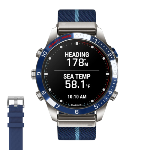Умные часы Garmin MARQ Captain (Gen 2), тёмно-синий нейлоновый ремешок, тёмно-синий силиконовый ремешок