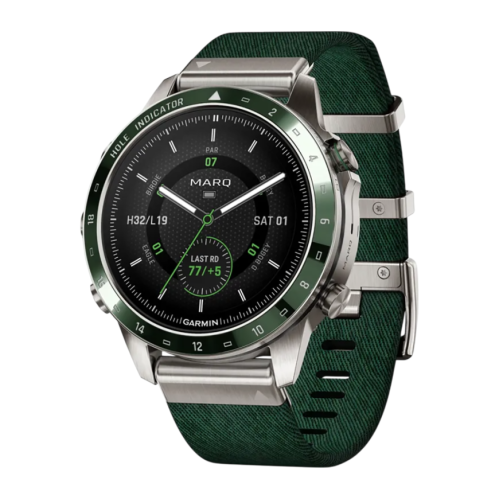 Умные часы Garmin MARQ Golfer (Gen 2), нейлоновый ремешок цвета «сосновый лес», силиконовый ремешок цвета «сосновый лес» - изображение 1