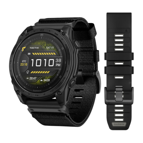 Умные часы Garmin tactix 8, 51 мм, AMOLED, чёрный нейлоновый ремешок, силиконовый ремешок цвета чёрный/«серая галька» - изображение 1