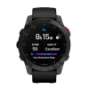 Умные часы Garmin epix (Gen 2) Sapphire Edition, 47 мм, чёрный силиконовый ремешок