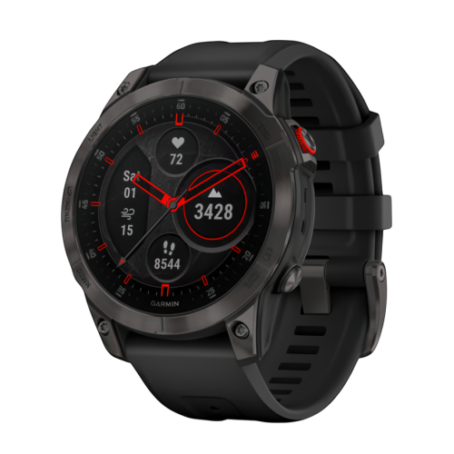 Умные часы Garmin epix (Gen 2) Sapphire Edition, 47 мм, чёрный силиконовый ремешок - изображение 1