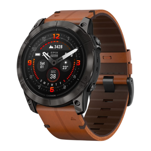 Умные часы Garmin epix Pro (Gen 2) Sapphire Edition, 51 мм, каштановый кожаный ремешок, графитовый силиконовый ремешок - изображение 2