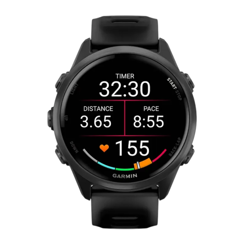 Умные часы Garmin Forerunner 570, 42 мм, силиконовый ремешок цвета «полупрозрачный чёрный»/чёрный