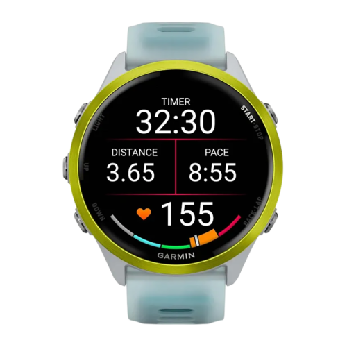 Умные часы Garmin Forerunner 570, 47 мм, силиконовый ремешок цвета «полупрозрачный серый»/бирюзовый