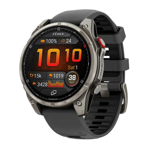Умные часы Garmin fenix 8 Pro, 47 мм, AMOLED, титан с DLC, сапфир, каштановый кожаный ремешок, силиконовый ремешок цвета «графитовый/чёрный» - изображение 1
