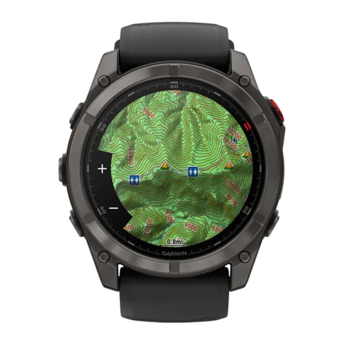 Умные часы Garmin fenix 8 Pro, 51 мм, AMOLED, титан с DLC, сапфир, силиконовый ремешок цвета «чёрный/серый» - изображение 1