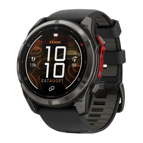 Умные часы Garmin fenix 8 Pro, 51 мм, MicroLED, титан с DLC, сапфир, силиконовый ремешок цвета «чёрный/серый» - изображение 2