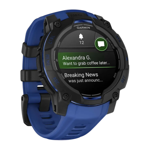 Умные часы Garmin Instinct 3, 45 мм, AMOLED, силиконовый ремешок цвета «синий/чёрный» - изображение 4