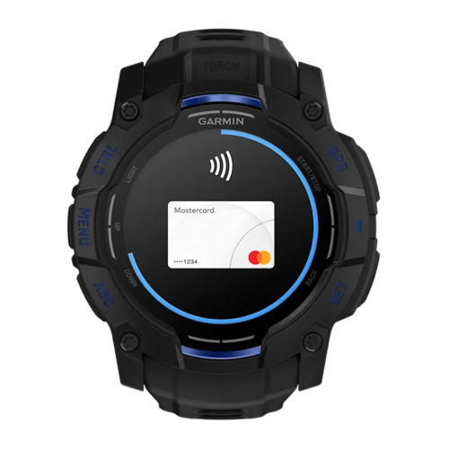 Умные часы Garmin Instinct 3, 50 мм, AMOLED, силиконовый ремешок цвета «чёрный/синий» - изображение 3