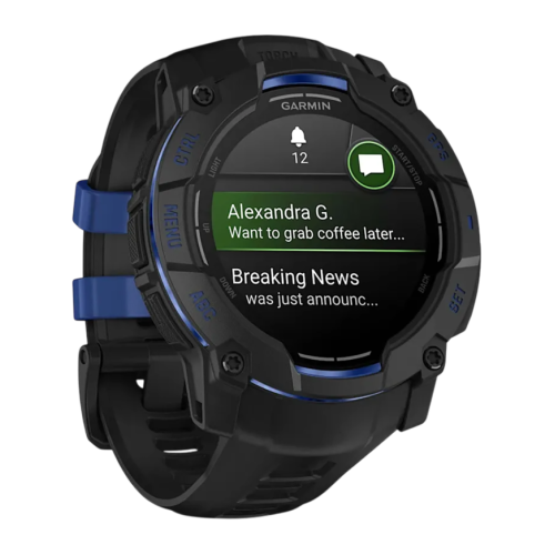 Умные часы Garmin Instinct 3, 50 мм, AMOLED, силиконовый ремешок цвета «чёрный/синий» - изображение 5