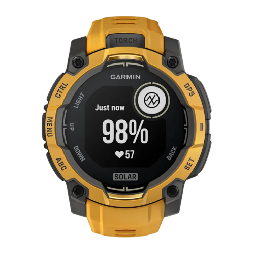 Умные часы Garmin Instinct 3, 45 мм, Solar, силиконовый ремешок цвета «солнечный луч/серый»