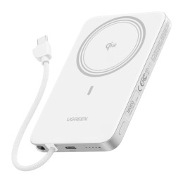Внешний аккумулятор UGREEN PB570 MagFlow Air 10000mAh Qi2 (Moon White) - изображение 3