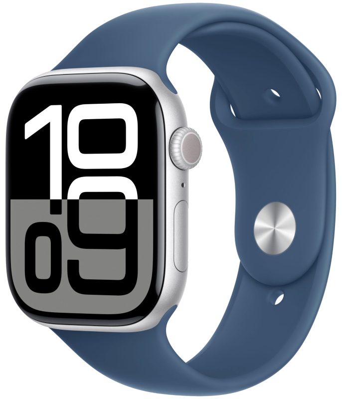 Apple Watch Series 10 46mm Silver Aluminium Case Sport Band Denim