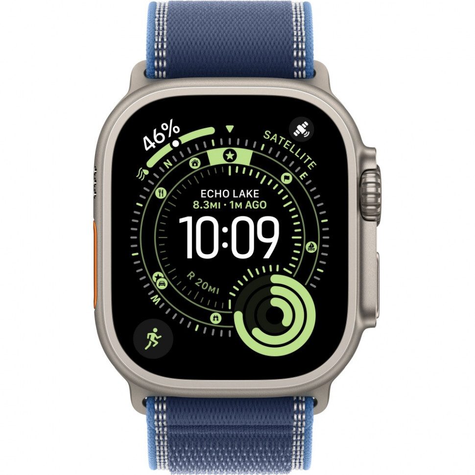 apple watch ultra 3 natural titanium с ремешком Trail Loop Blue Bright Blue M L