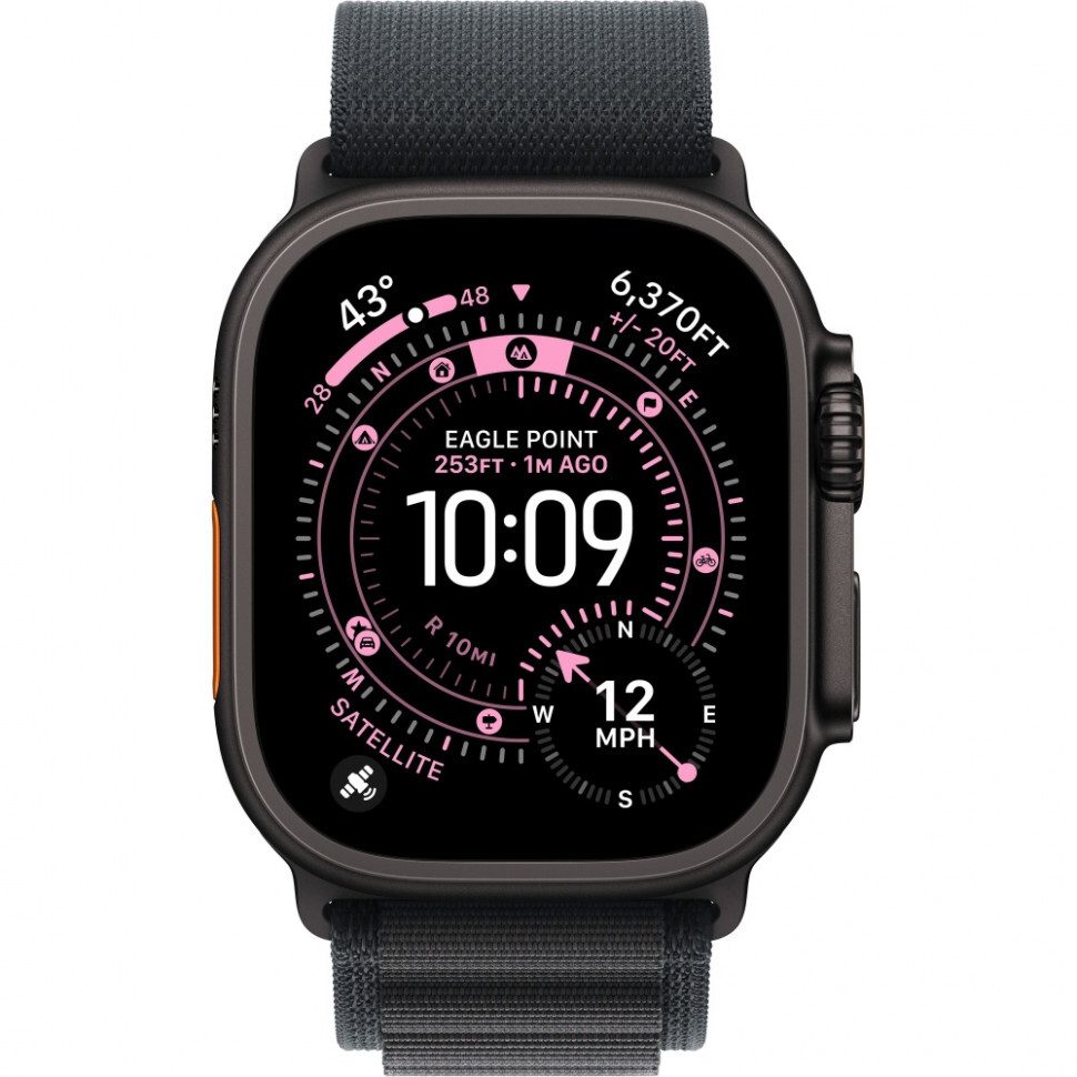 Apple Watch Ultra 3 Black Titanium Case Alpine Loop Black L для сравнения с Natural Titanium